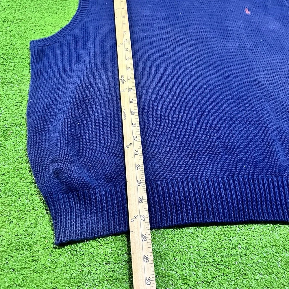 Vint Polo Ralph Lauren Knit Sweater 2XL Blue 90s‎ Preppy Maroon Pony
